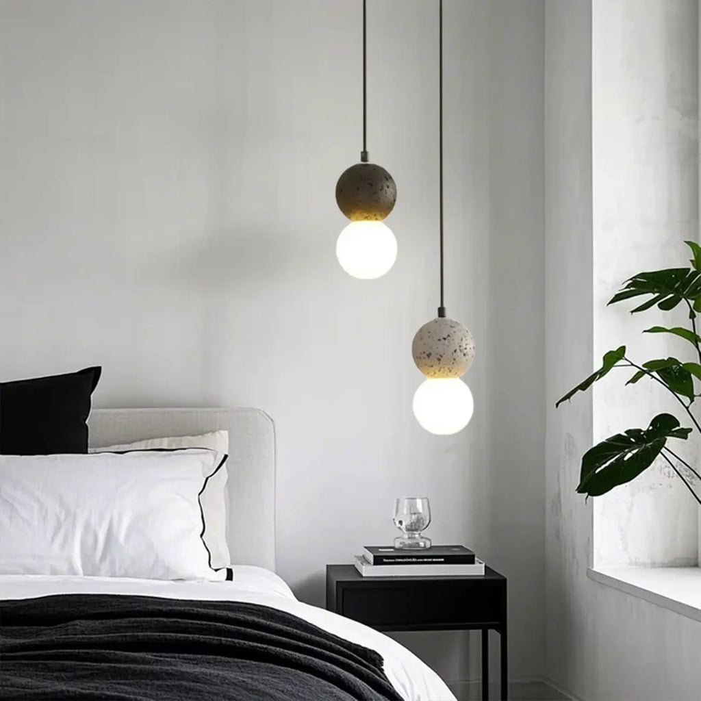 Suspension en verre opale perlé pour décoration intérieure contemporaine
