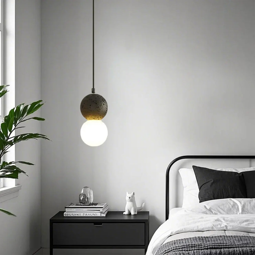 Suspension en verre opale perlé pour décoration intérieure contemporaine