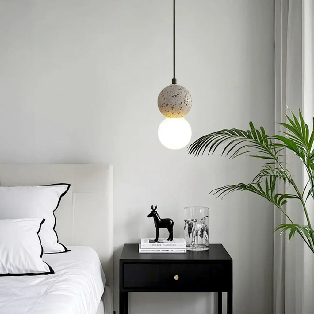 Suspension en verre opale perlé pour décoration intérieure contemporaine
