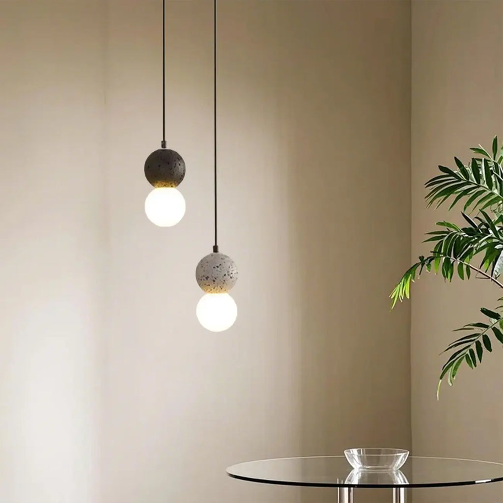 Suspension en verre opale perlé pour décoration intérieure contemporaine
