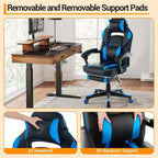 Sedia da Gaming Ergonomica, Sedia da Ufficio in PU con Schienale Alto, Poggiapiedi Retrattile, Regolabile in Altezza, Supporto Lombare e Poggiatesta Regolabili, Sedia Girevole da Ufficio
