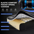 Sedia da Gaming Ergonomica, Sedia da Ufficio in PU con Schienale Alto, Poggiapiedi Retrattile, Regolabile in Altezza, Supporto Lombare e Poggiatesta Regolabili, Sedia Girevole da Ufficio