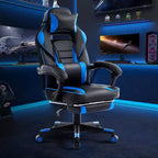 Sedia da Gaming Ergonomica, Sedia da Ufficio in PU con Schienale Alto, Poggiapiedi Retrattile, Regolabile in Altezza, Supporto Lombare e Poggiatesta Regolabili, Sedia Girevole da Ufficio