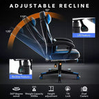 Sedia da Gaming Ergonomica, Sedia da Ufficio in PU con Schienale Alto, Poggiapiedi Retrattile, Regolabile in Altezza, Supporto Lombare e Poggiatesta Regolabili, Sedia Girevole da Ufficio