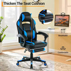 Sedia da Gaming Ergonomica, Sedia da Ufficio in PU con Schienale Alto, Poggiapiedi Retrattile, Regolabile in Altezza, Supporto Lombare e Poggiatesta Regolabili, Sedia Girevole da Ufficio