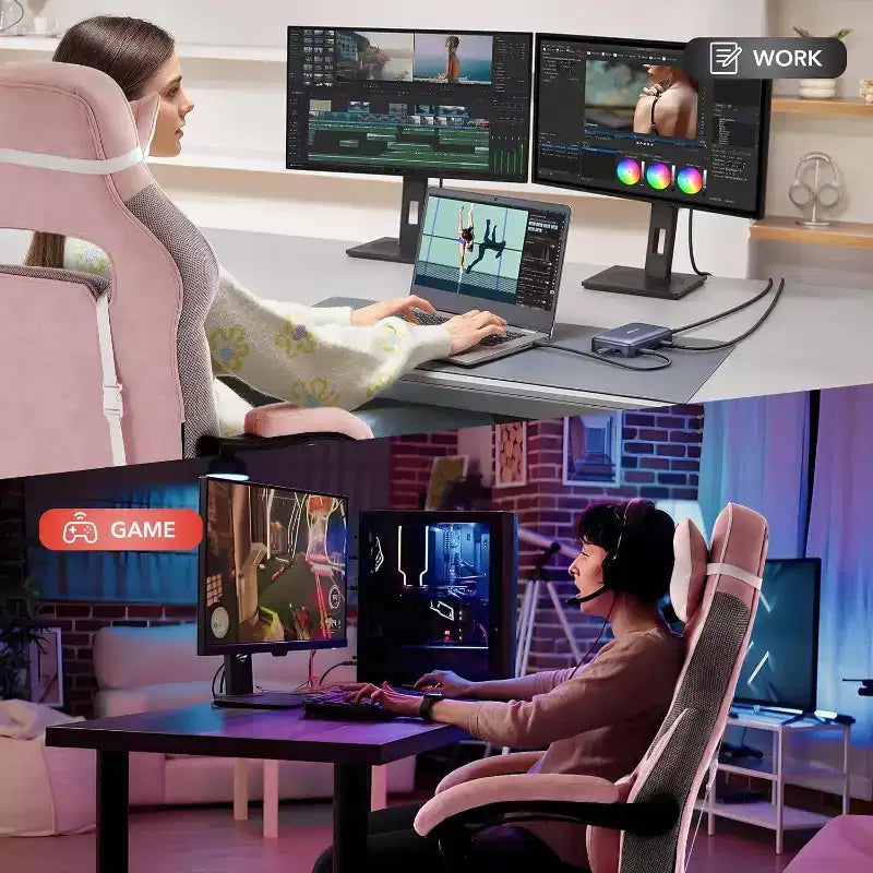 Sedia da Gaming Ergonomica, Sedia da Ufficio in PU con Schienale Alto, Poggiapiedi Retrattile, Regolabile in Altezza, Supporto Lombare e Poggiatesta Regolabili, Sedia Girevole da Ufficio