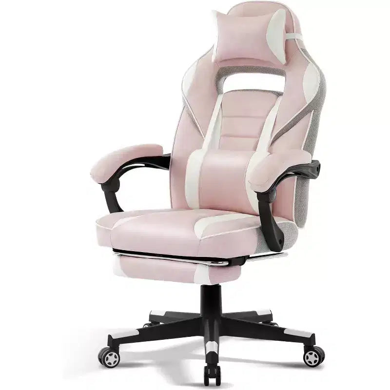 Sedia da Gaming Ergonomica, Sedia da Ufficio in PU con Schienale Alto, Poggiapiedi Retrattile, Regolabile in Altezza, Supporto Lombare e Poggiatesta Regolabili, Sedia Girevole da Ufficio