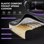Sedia da Gaming Ergonomica, Sedia da Ufficio in PU con Schienale Alto, Poggiapiedi Retrattile, Regolabile in Altezza, Supporto Lombare e Poggiatesta Regolabili, Sedia Girevole da Ufficio