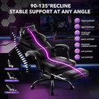 Sedia da Gaming Ergonomica, Sedia da Ufficio in PU con Schienale Alto, Poggiapiedi Retrattile, Regolabile in Altezza, Supporto Lombare e Poggiatesta Regolabili, Sedia Girevole da Ufficio
