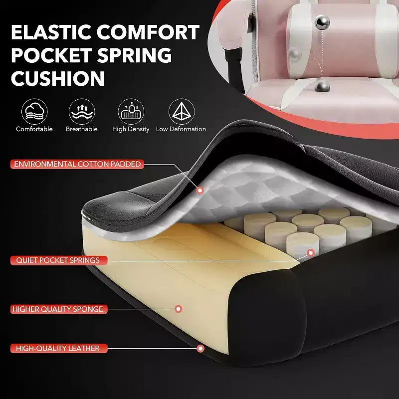 Acekool Sedia da gaming ergonomica per adulti, in pelle PU, massaggio lombare, poggiapiedi, regolabile, per ufficio o gaming