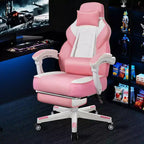 Chaises de Jeu Celebalcony pour Adultes avec Repose-Pieds, Dossier Haut, Support Lombaire Massant, Chaises d'Ordinateur Pivotantes à 360° et Réglables en Hauteur
