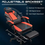 Chaises de Jeu Celebalcony pour Adultes avec Repose-Pieds, Dossier Haut, Support Lombaire Massant, Chaises d'Ordinateur Pivotantes à 360° et Réglables en Hauteur