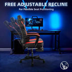 Chaises de Jeu Celebalcony pour Adultes avec Repose-Pieds, Dossier Haut, Support Lombaire Massant, Chaises d'Ordinateur Pivotantes à 360° et Réglables en Hauteur