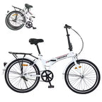 NAYSAYE 24 Inch Folding Bike For Adults With Fenders Steel Frame Single Speed City Commuter Bicycle, Light White, 63*22.83*45.6