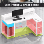 Bureau gaming en L Bestier avec lumières LED RVB, station de chargement USB, prise électrique, support d'écran et étagères de rangement