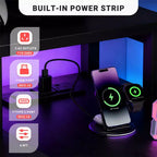 Bureau gaming en L Bestier avec lumières LED RVB, station de chargement USB, prise électrique, support d'écran et étagères de rangement