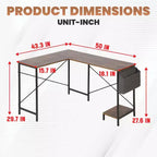 BestMassage Bureau d'ordinateur moderne en L pour bureau à domicile, bureau de jeu robuste avec support CPU et sac de rangement