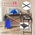 BestMassage Bureau d'ordinateur moderne en L pour bureau à domicile, bureau de jeu robuste avec support CPU et sac de rangement