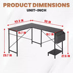 BestMassage Bureau d'ordinateur moderne en L pour bureau à domicile, bureau de jeu robuste avec support CPU et sac de rangement