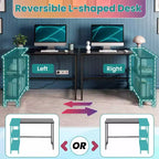 BestMassage Bureau d'angle en L moderne de 99 cm/109 cm avec étagère à 3 niveaux pour bureau à domicile, jeux et études, noir