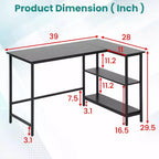 BestMassage Bureau d'angle en L moderne de 99 cm/109 cm avec étagère à 3 niveaux pour bureau à domicile, jeux et études, noir