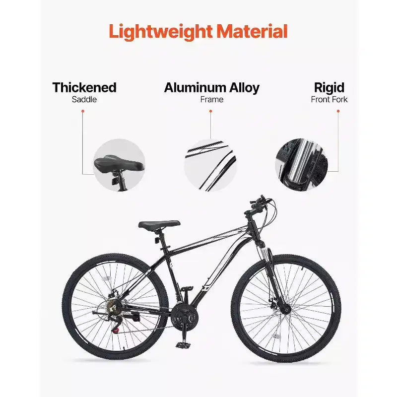 Mountain bike da 29 pollici con sospensione anteriore, telaio in alluminio a 21 velocità con doppi freni a disco