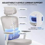 Chaise de bureau ergonomique à dossier haut, chaise de jeu en maille respirante avec support lombaire réglable et accoudoirs 3D