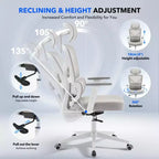 Chaise de bureau ergonomique à dossier haut, chaise de jeu en maille respirante avec support lombaire réglable et accoudoirs 3D