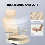 Chaise de bureau ergonomique à dossier haut, chaise de jeu en maille respirante avec support lombaire réglable et accoudoirs 3D