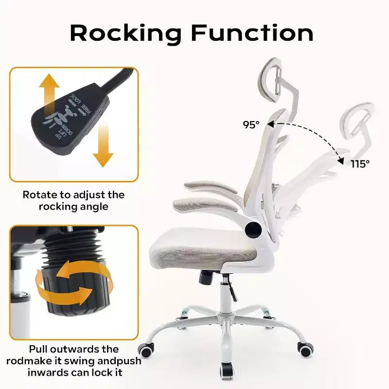 Chaise de bureau ergonomique, chaise de bureau d'ordinateur confortable avec accoudoirs relevables, chaise de jeu confortable avec support lombaire pour chambre à coucher, bureau, étudiant, siège large