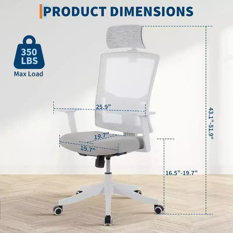 Sedia da Ufficio Ergonomica, Sedia da Scrivania per Computer Comoda con Poggiatesta Imbottito Regolabile, Sedie Gaming con Supporto Lombare Confortevole per Camera da Letto, Studio, Studenti