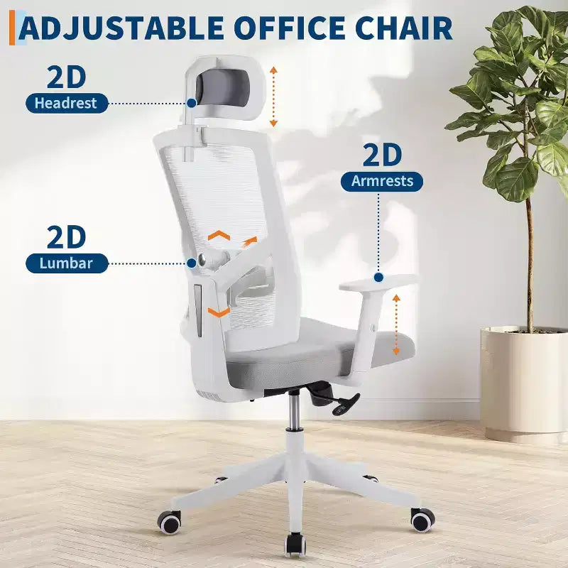Sedia da Ufficio Ergonomica, Sedia da Scrivania per Computer Comoda con Poggiatesta Imbottito Regolabile, Sedie Gaming con Supporto Lombare Confortevole per Camera da Letto, Studio, Studenti