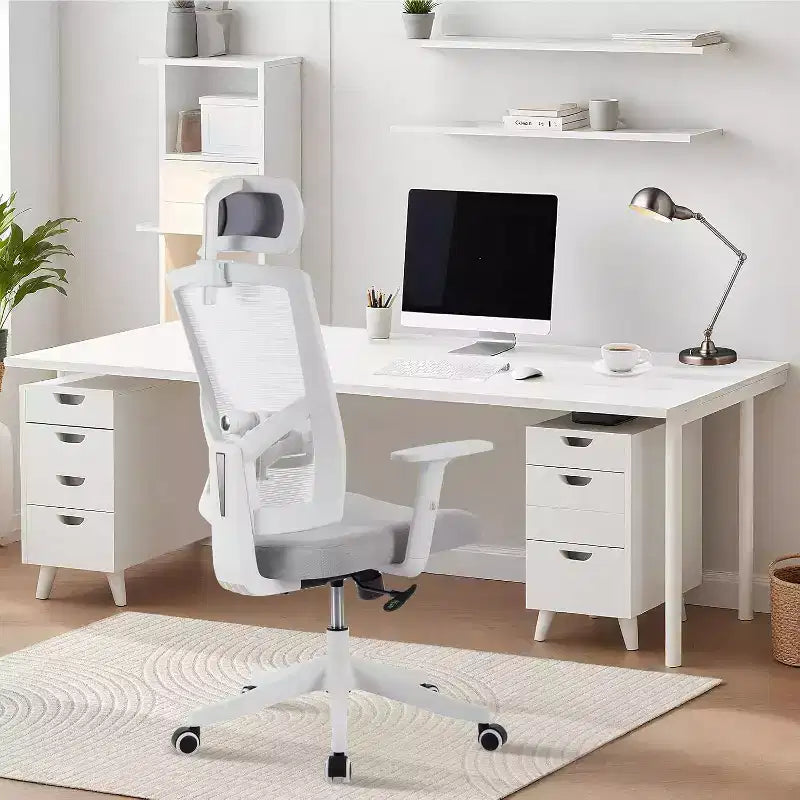 Sedia da Ufficio Ergonomica, Sedia da Scrivania per Computer Comoda con Poggiatesta Imbottito Regolabile, Sedie Gaming con Supporto Lombare Confortevole per Camera da Letto, Studio, Studenti