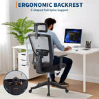 Fauteuil de bureau ergonomique, Chaise de bureau réglable en maille avec support lombaire, Chaise de direction pivotante sur roulettes pour la maison, le bureau et les jeux