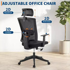 Fauteuil de bureau ergonomique, Chaise de bureau réglable en maille avec support lombaire, Chaise de direction pivotante sur roulettes pour la maison, le bureau et les jeux
