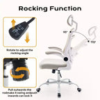 Chaise de bureau ergonomique avec accoudoirs relevables et support lombaire – Chaise de jeu à assise large pour bureau/chambre/domicile