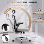 Chaise de bureau ergonomique à dossier haut en maille avec appui-tête réglable, chaise de bureau pivotante à roulettes pour la maison et la salle de jeux