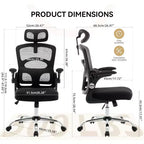 Chaise de bureau ergonomique à dossier haut en maille avec appui-tête réglable, chaise de bureau pivotante à roulettes pour la maison et la salle de jeux