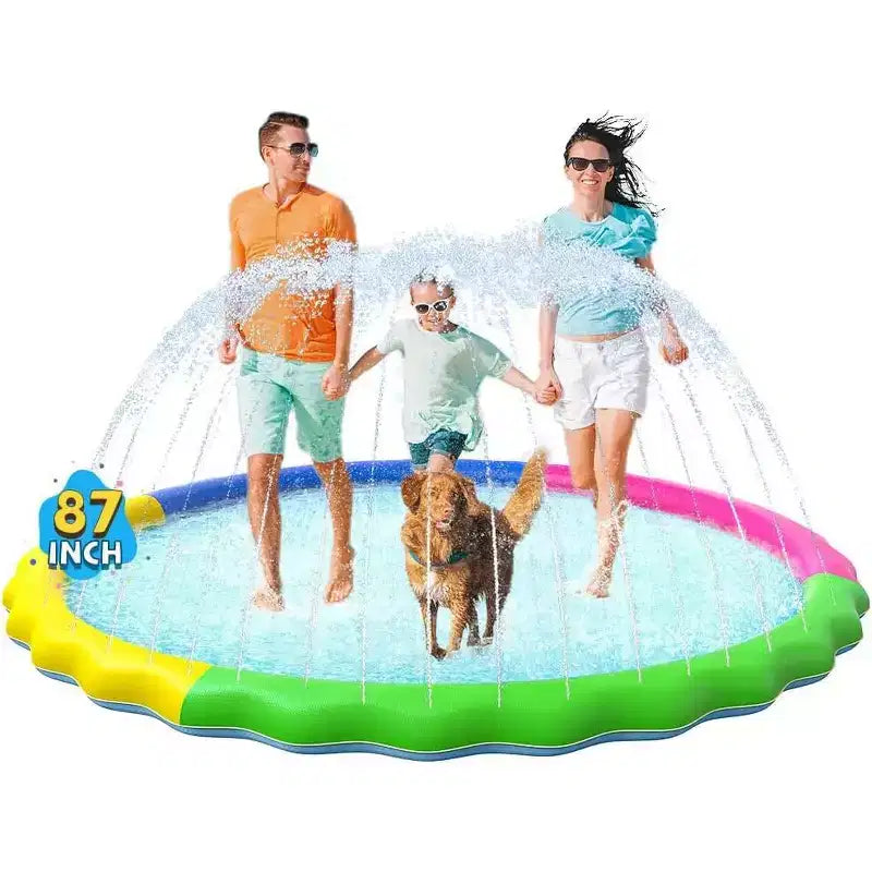 Jasonwell Non-Slip Splash Pad for Kids & Dogs, 87 Thickened Sprinkler Pool, Fun Outdoor Water Toy for Children & Pets, Multicolored