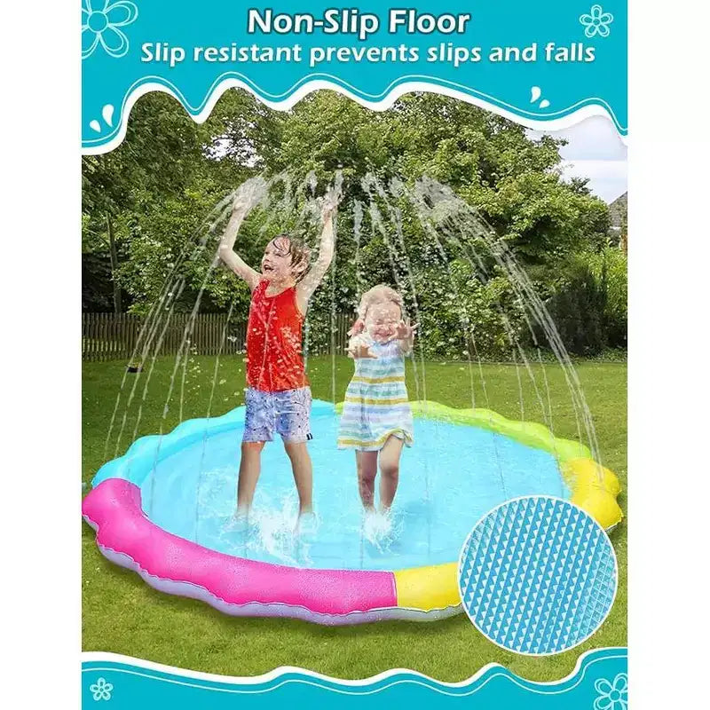 Jasonwell Tapis de jeu antidérapant pour enfants et chiens, piscine avec arroseurs épaissie de 87 pouces, jouet aquatique extérieur amusant pour enfants et animaux de compagnie, multicolore