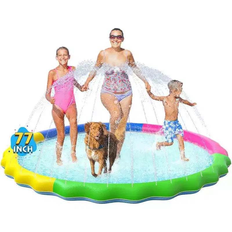 Jasonwell Non-Slip Splash Pad for Kids, 77 Thickened Sprinkler Pool, Fun Outdoor Water Toy for Children & Pets, Multicolored