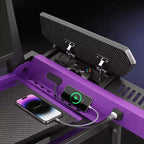 Bureau de jeu RSPGAME 54'' avec support de moniteur RVB, bureau de gamer à LED avec prise de courant, bureau d'ordinateur ergonomique avec boîtes de rangement, noir