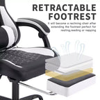 TUYOHW Chaise de Bureau Gaming Pivotante avec Roulettes, Dossier Inclinable, Hauteur d'Assise et Repose-Pieds Réglables, Chaise de Jeu Ergonomique, 136 kg Max