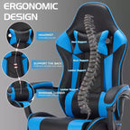 TUYOHW Chaise de bureau gaming pivotante à 360° avec roulettes, dossier inclinable, hauteur d'assise et repose-pieds réglables, chaise de jeu ergonomique, charge maximale 136 kg
