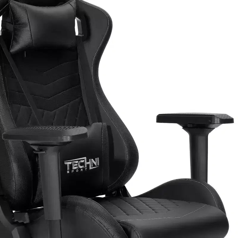 Chaise de jeu ergonomique réglable TUYOHW, chaises de bureau pivotantes à 360° avec oreiller de tête et lombaire, chaise inclinable 90-150° pour bureau et maison, 136 kg max, noir