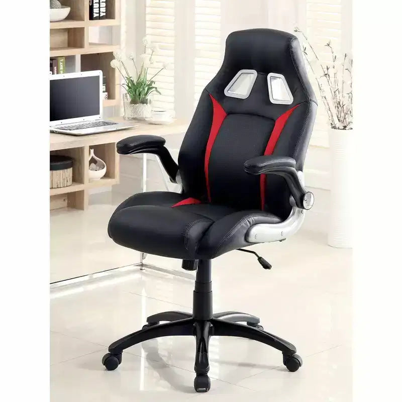 TUYOHW Sedia da Gaming Ergonomica Regolabile, Girevole a 360° con Ruote, Sedia da Computer Nera/Rossa per Ufficio e Casa, Sedia per il Tempo Libero Versatile