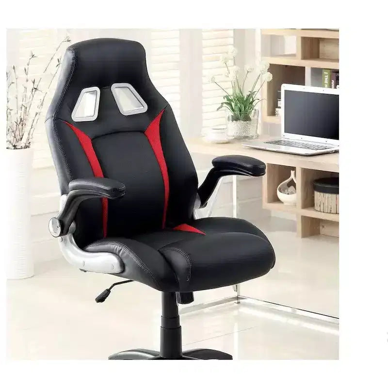 TUYOHW Sedia da Gaming Ergonomica Regolabile, Girevole a 360° con Ruote, Sedia da Computer Nera/Rossa per Ufficio e Casa, Sedia per il Tempo Libero Versatile
