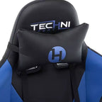 Chaise de jeu ergonomique réglable TUYOHW, chaises de bureau pivotantes à 360° avec oreiller de tête et lombaire, fauteuil inclinable de 90 à 150° pour le bureau et la maison, 113 kg max, bleu
