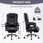 TUYOHW Chaise de massage Chaise de patron pour bureau, Chaise de bureau ergonomique pivotante à 360° avec repose-pieds, Chaise d'ordinateur inclinable avec hauteur réglable, Noir