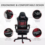 Chaise de jeu pivotante TUYOHW 300 lbs avec hauteur réglable, oreiller lombaire et appui-tête, fauteuil inclinable de bureau ergonomique pour le bureau et la maison, noir